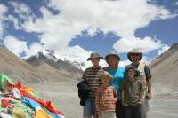 Tibet trekking and Everest Base Camp adventure with young kids-Greg's family photo in Everest B.C  &raquo; Click to zoom ->