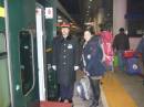 Nadia boarding the Beijing Tibet train,Jan.2009  &raquo; Click to zoom ->