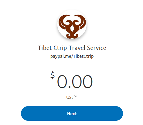 Tibet Travel Payment by Paypal